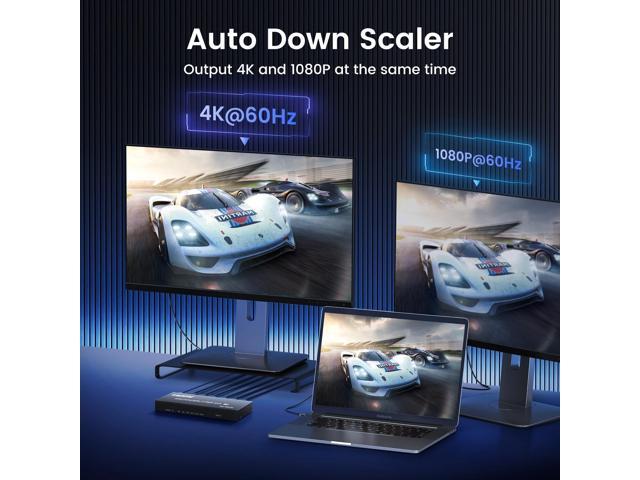 BUCIER 4K@60Hz HDMI Switch Splitter 2 in 4 Out with Remote, 2x4 HDMI Splitter Switcher 4K with SPDIF & 3.5mm Audio,Support 4K,3D,1080p,HDCP2.2,HDR...