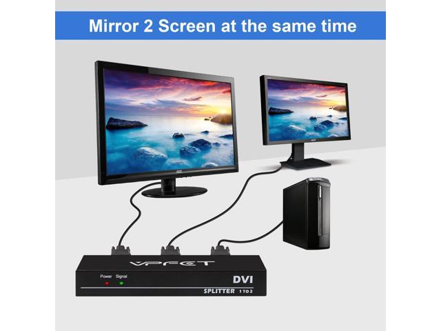 BUCIER DVI Splitter 1 in 2 Out 2 Port Distribution Duplicator Supports Resolution up to 4K2K Automatically Copy EDID