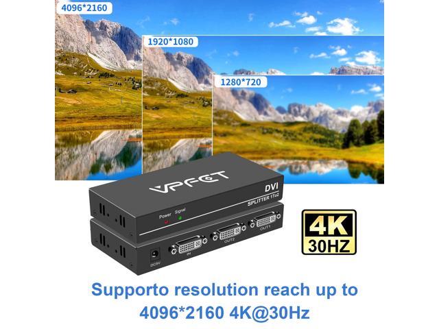 BUCIER DVI Splitter 1 in 2 Out 2 Port Distribution Duplicator Supports Resolution up to 4K2K Automatically Copy EDID