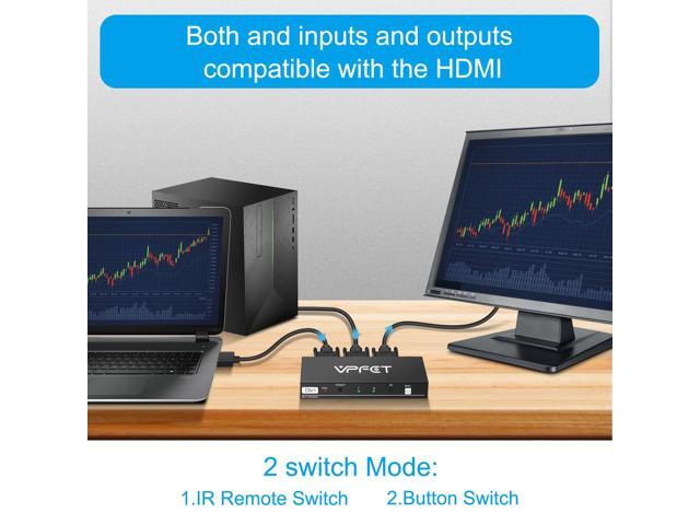 BUCIER DVI Switch 2 in 1 Out 4K Port Switcher Selector for PC Laptop DVR Projector HDTV Devices HDCP
