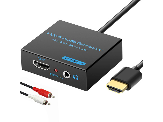 HDMI Audio Extractor Splitter 4K 3.5mm Adapter Converter with AUX RCA L or R Stereo Output Support 1080P 3D Compatable for PS4 Fire Stick Blu Ray...
