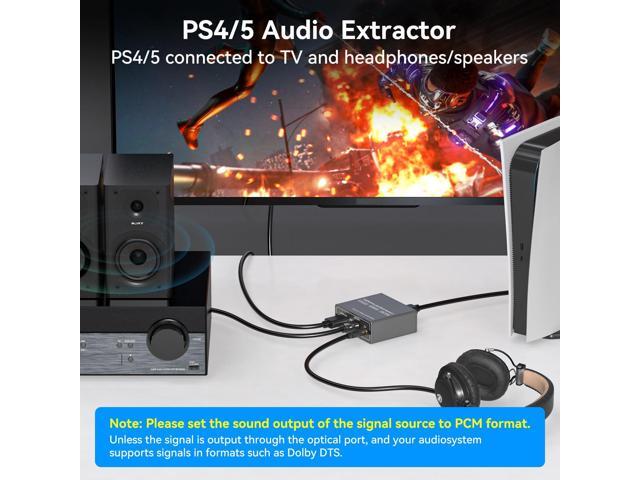 BUCIER 4K60Hz HDMI Audio Extractor Splitter Converter to Optical and 3.5mm and AUX Adapter Supports 2.0 and 18Gpbs Bandwidth Digital DTS PCM HDR10