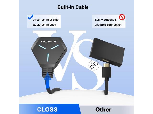 KEHIPI HDMI Splitter for Dual Monitors Duplicate/Mirror (Not Extend), 4K HDMI Splitter 1 in 2 Out for Full HD 4K@30hz, 1080P, 3D, Compatible with...