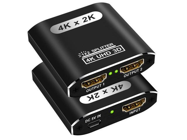 KEHIPI HDMI Splitter 1 in 2 Out, 4K HDMI Splitter for Dual Monitors Supports 3D Full HD 1080P Aluminum Dual Monitor Compatible for PS4 Fire Stick...