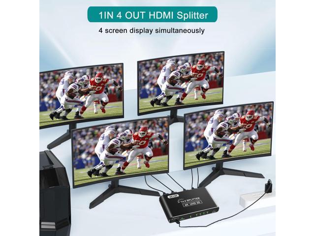 KEHIPI HDMI Splitter, 4K HDMI Splitters 1 in 4 Out for Dual Monitors Supports 3D Full HD 1080P Aluminum Compatible for PS4 Fire Stick HDTV(1 Source...