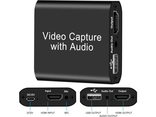 KEHIPI Audio Video Capture Card with Mic, 4K HDMI Loop-Out & 1080P 60FPS Video Recorder for Gaming/Live Streaming/Broadcasting/Video Conferences,...