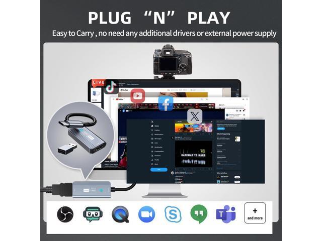 KEHIPI Video Capture Card, HDMI to USB C 3.0 Capture Card, 1080P 60FPS Video Capture Device, for Streaming, Teaching,Gaming, Video conferencing or...