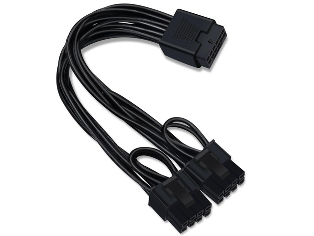 12VHPWR Cable Extension, 16 Pin Female to Dual 8 Pin(6+2) Male PCIe Conversion GPU Power Cable for Power Supply with 12+4pin 12VHPWR Port 7 in(18cm)