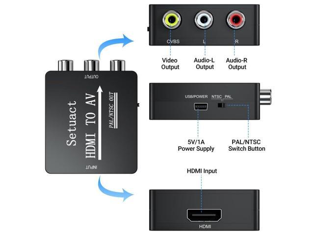 KEHIPI HDMI to AV Converter, HDMI to RCA Converter, Supports PAL/NTSC for Apple TV, Roku, Fire Stick, Blu-ray, DVD Player, Older TV, Projector,...