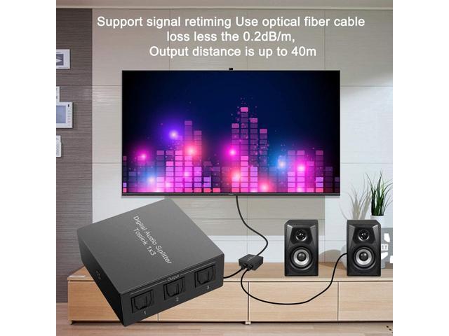 3 Port Toslink Splitter with Optical Cable (1 in 3 Out) Premium Quality Digital Optical Audio Splitter Aluminum Alloy SPDIF Toslink Fiber Audio...