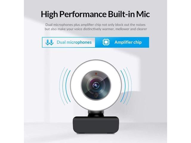 1080P HD Webcam Built in Adjustable Ring Light and Mic. Advanced autofocus AF Web Camera for Google Meet Xbox Gamer Facebook YouTube Streamer