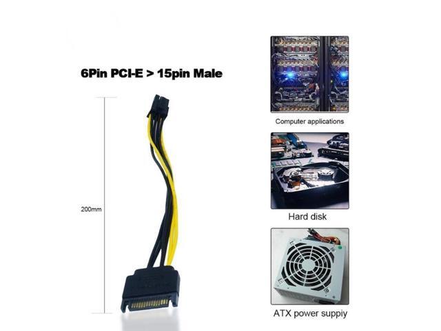 Desktop computer power SATA power port 15p to 6p graphics card power cord 15 pin to 6 pin graphics card power cord