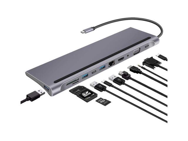 11 in 1 USB Type-C Hub to HDMI 4K VGA, Suitable for Samsung Dex Station, Universal Laptop Dock Hub with 87W PD Compatible with MacBook Pro / 2018.