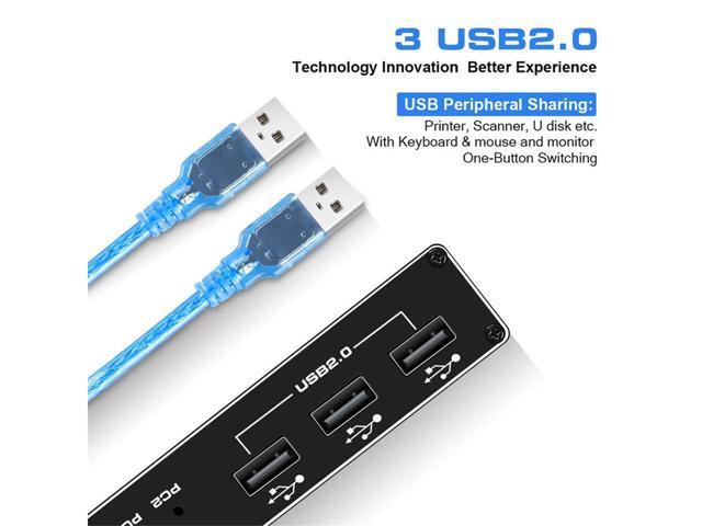HDMI KVM Switch, 4K@60Hz 2x1 HDMI2.0 Ports + 3X USB KVM Ports, Share 2 Computers to one UHD Monitor, Support Wireless Keyboard and Mouse, USB Disk,...