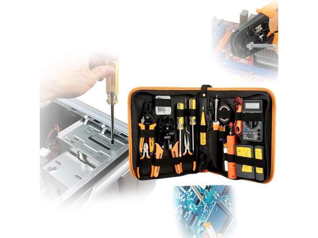 Computer Tool Kits - Professional 17 in 1 Network Cable Maintenance Tools - RJ45/RJ11/8P8C Connectors, LAN/Cat5e/Cat6 Cable Tester, Soldering Iron,...