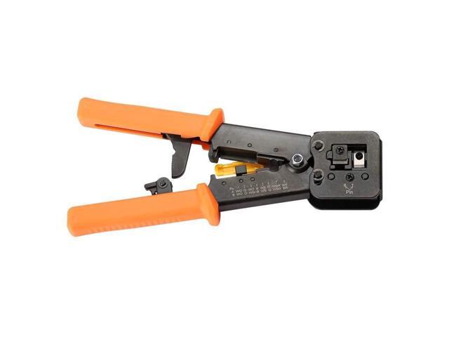 RJ45 Crimp Tool Pass Through Cat5 Cat5e Cat6 Crimping Tool for RJ45/RJ12 Regular and End-Pass-Through CAT5e Connectors with 50PCS Connectors, 50PCS...