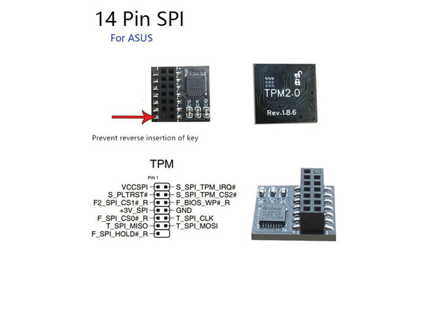 Security Module For ASUS TPM 2.0 SPI Card Module 14-1 Pin Safety block Motherboard Windows 11