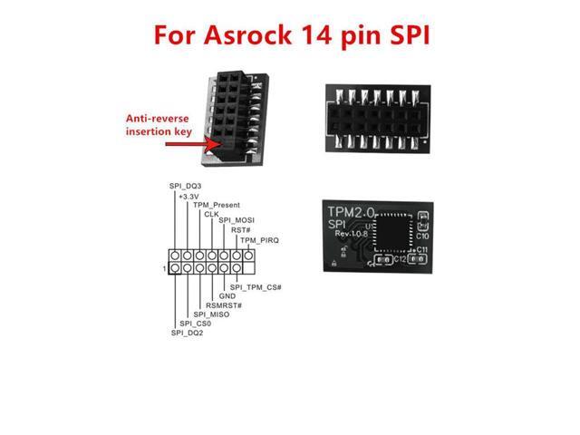For ASROCK 14 PIN SPI Motherboard Windows 11 TPM 2.0 Security Module Board