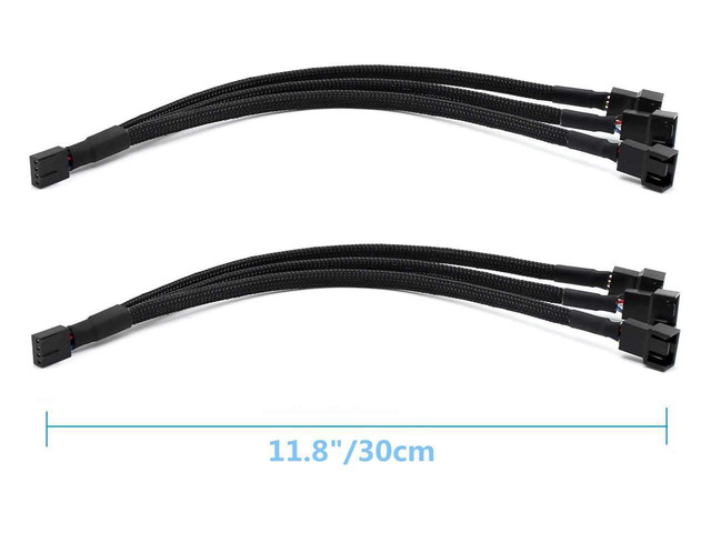 PWM Fan Splitter Adapter Cable Sleeved Braided Y Splitter Computer PC 4 Pin Fan Extension Power Cable 1 to 3 Converter for Computer ATX Case...
