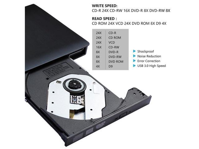External Optical CD Drive, USB 3.0 Portable CD/DVD +/-RW Slim DVD/CD ROM Rewriter Burner Reader Player For Laptop Desktop PC dvd burner dvd...