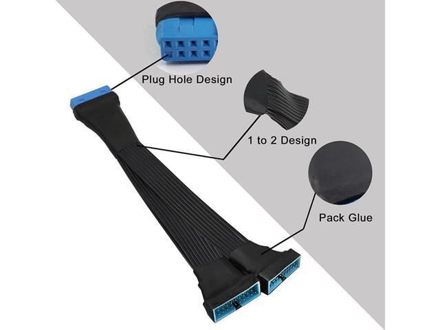 BUCIER USB 3.0 Header Extension Cable, 19/20 Pin 1 to 2 Y Splitter Internal Extension Adapter DIY(5.9 inch)
