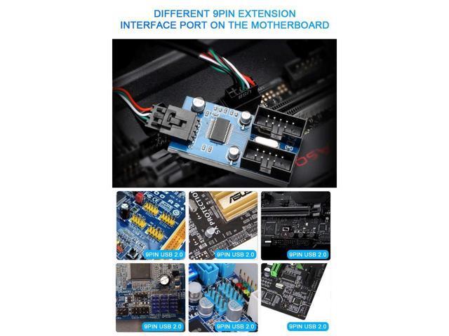 Motherboard USB 2.0 9pin Header 1 to 4 Extension Hub Splitter Adapter - Converter MB USB 2.0 Female to 4 Female - 30CM Cable USB 9-pin Internal...