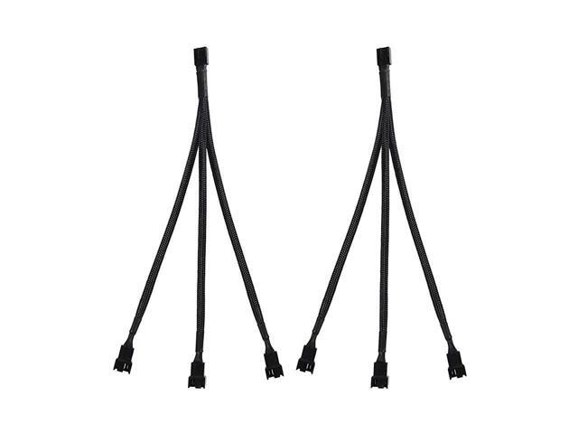 2 Pack 4Pin PWM Fan Splitter Cable Sleeved Braided Adapter Computer PC Fan Power Extension Cable 1 to 3 Converter for Computer ATX Case 4Pin3Pin...