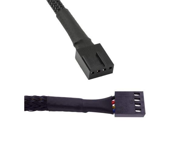 5 Pack- 11.8 inch PWM Fan Extension Cable PC Fan Extension Cable Compatible with ATX Case 3 Pin & 4 Pin Cooling Fans Durable Black Nylon Braided...