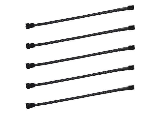5 Pack- 11.8 inch PWM Fan Extension Cable PC Fan Extension Cable Compatible with ATX Case 3 Pin & 4 Pin Cooling Fans Durable Black Nylon Braided...