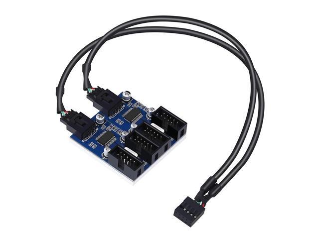 4 in 1 Internal USB Splitter Cable, Electop 9 pin USB Header Male 1 to 4 Female Extension Connector Adapter, USB 2.0 HUB Connector Port Multiplier...