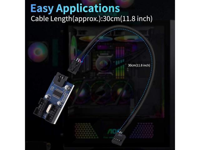 9 Pin 2 in 1 Internal USB Splitter Cable, 9 pin USB Header Male 1 to 2 Female Extension Connector Adapter, USB 2.0 HUB Connector Port Multiplier...