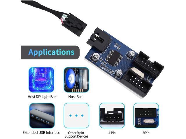 9 Pin 2 in 1 Internal USB Splitter Cable, 9 pin USB Header Male 1 to 2 Female Extension Connector Adapter, USB 2.0 HUB Connector Port Multiplier...