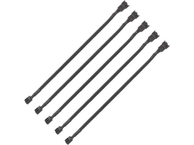 PWM Fan Extension Cable - 10.5 inch PC Fan Extension Cable Compatible with ATX Case 3 Pin & 4 Pin Cooling Fans. Durable Black Nylon Braided Case...