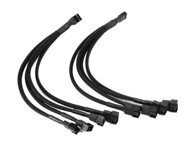PWM Fan Splitter, 4 pin Adapter Cable Sleeved Braided Y Splitter for Desktop Computer CPU Fan Splitter PC 4 Pin Fan Extension Power Cable 1 to 4...