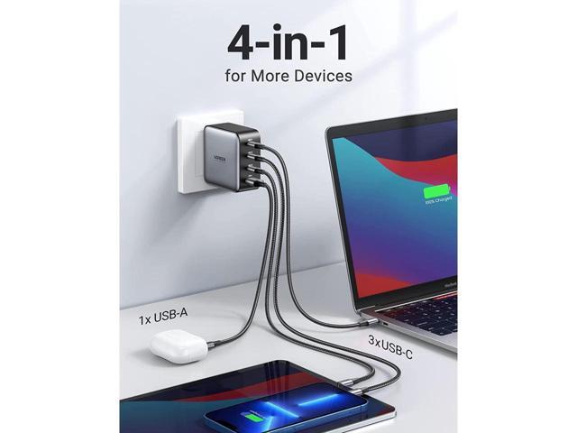 UGREEN 100W USB C Wall Charger - 4 Port GaN PD Fast Charger USB-C Power Adapter Compatible with MacBook Pro/Air, Dell XPS, iPad Mini/Pro, iPhone...