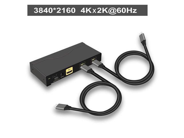 4K@60Hz 2 Port USB C KVM Switch with Audio, Dual Port USB-C KVM Switcher for 2 Computers/Mac/Mobile Sharing 1 Monitor, Keyboard and Mouse Support...