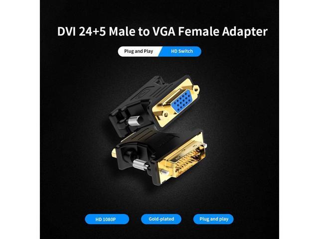 DVI to VGA Adapter DVI 24+5 Male to VGA Female Converter 1080P HD Gold-plated Adapter for PC Displayer Projector