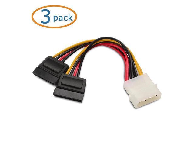 3-Pack 4 Pin Molex to Dual SATA Power Y-Cable Adapter- 6 Inches
