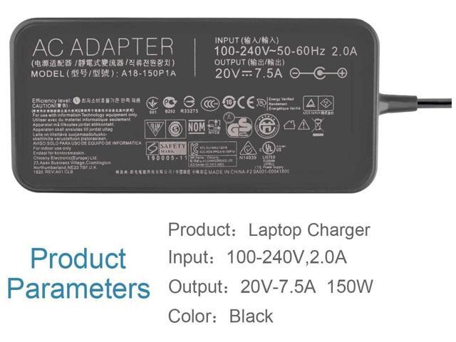 New 150W 20V 7.5A Charger for ADP-150CH B A18-150P1A Asus Rog G531GT G731GT FX505GT FX705GT FX505DD FX505DT FX505DU FX705DD FX705DT FX705DU