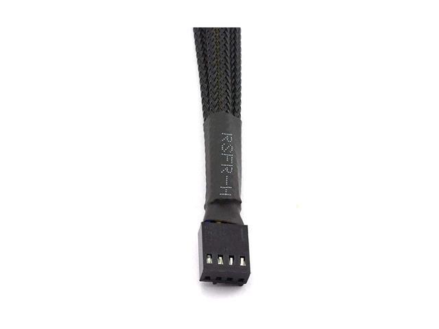 PWM Fan Splitter Cable 4 Pin Black Sleeved Case Fan Splitter Cable 1 to 4 Converter Braided Y Splitter Computer PC Fan Extension Power Cable 105...