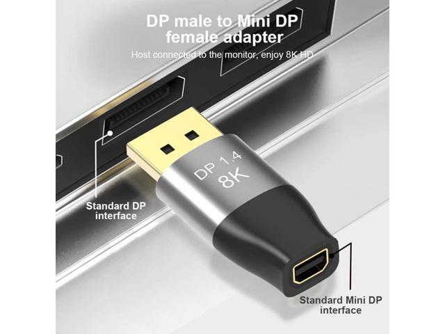 Mini DP to DisplayPort 8K Converter 8K(7680x4320)@60Hz 4K@144Hz DisplayPort 1.4 Bi-Directional Transmission DisplayPort Male to Mini DisplayPort...