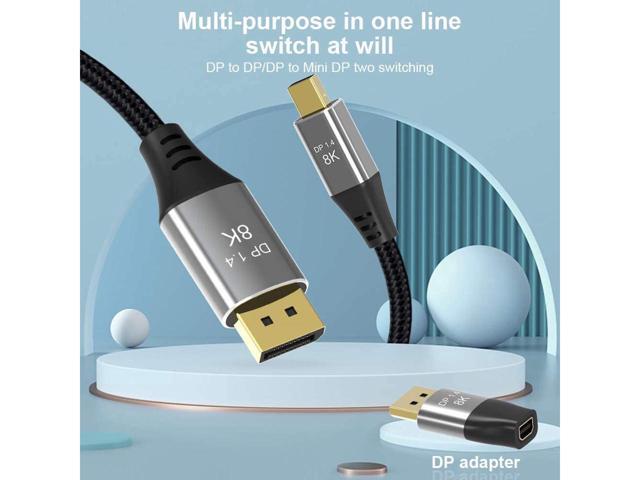 Mini DP to DisplayPort 8K Converter 8K(7680x4320)@60Hz 4K@144Hz DisplayPort 1.4 Bi-Directional Transmission DisplayPort Male to Mini DisplayPort...