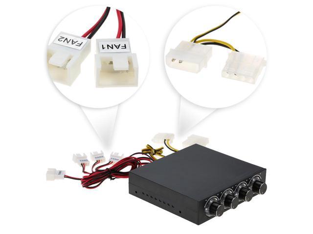 3.5 PC CPU HDD 4 Channel Fan Controller Speed Control Adjuster LED Cooling Front Panel