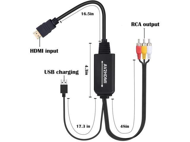 Digitblue RCA to HDMI Converter, AV to HDMI Adapter Cable, 3RCA CVBS Composite to Audio Video Converter Supporting PAL NTSC 1080P for PC...