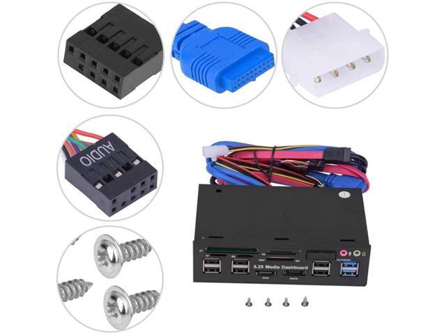 5.25 inch Front Panel, Multi-Function USB3.0/2.0 Hub CF TF M2 SD MS Card Reader, Media Dashboard PC Front Panel eSATA Audio Headphone Mic, for...