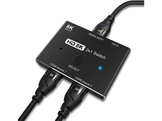 HDMI 2.1 Ultra HD 8K High Speed 48Gbps Directional Switch Only 2in 1out 8K@60Hz 4K@120Hz Splitter Converter Compatible with Xbox PS5 Projectors.