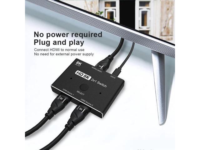 HDMI 2.1 Ultra HD 8K High Speed 48Gbps Directional Switch Only 2in 1out 8K@60Hz 4K@120Hz Splitter Converter Compatible with Xbox PS5 Projectors...