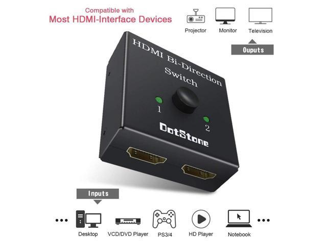 2 Ports HDMI Switch, HDMI Switch Bi-Direction 4K HDMI Splitter 2 x 1/1 x 2 No External Power Required 2 Ports HDMI Switcher Supports Ultra HD 4K 3D...