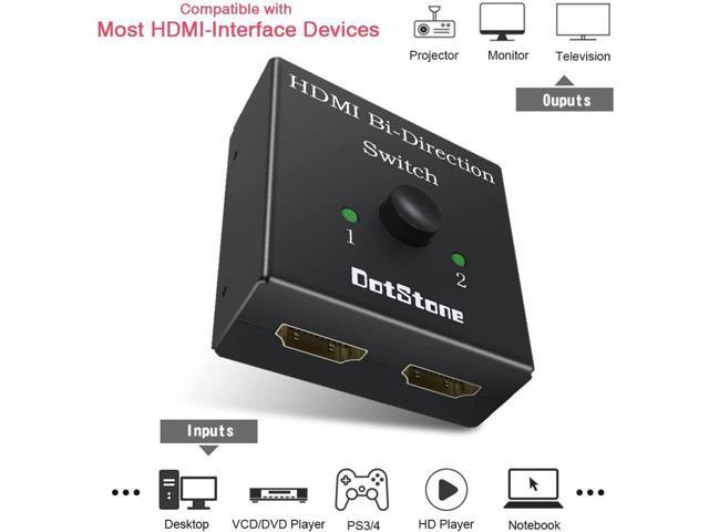 HDMI Switch Bi-Direction 4K HDMI Splitter 2 x 1/1 x 2 No External Power Required 2 Ports HDMI Switcher Supports Ultra HD 4K 3D 1080P Comes with 3...