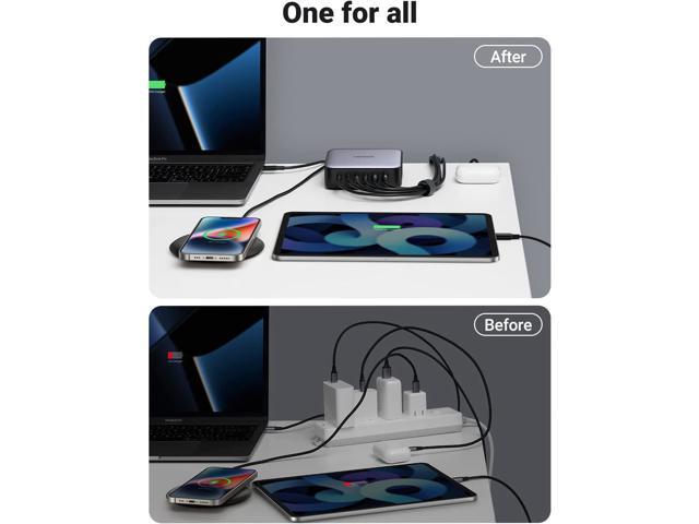 UGREEN Nexode 200W USB C Desktop Charger, 6 Ports GaN PD Fast Charger with 3FT USB C to C Charging Cable Compatible with MacBook Pro/Air, iPad,...
